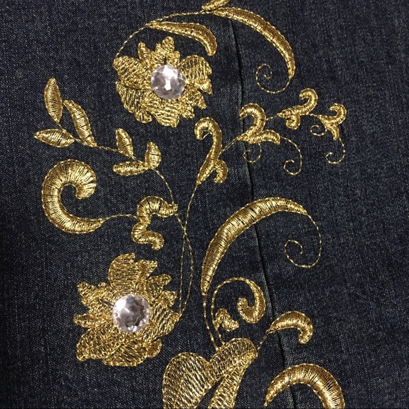 JEANS EMB SCROLLING BEADS DENIM WHIMSEYGOTH DARK FAIRY 24/7 WAIST 42” - Picture 3 of 10